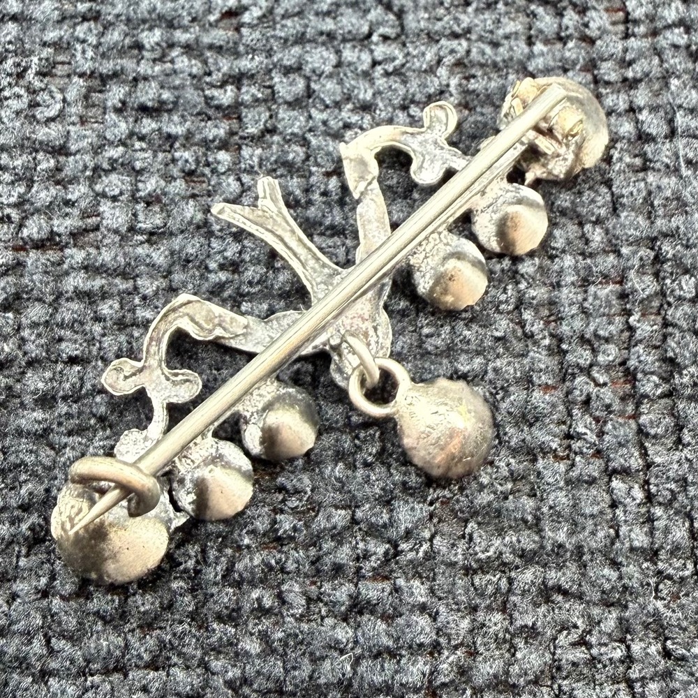 Vintage Victorian Silver Paste Swallow Brooch Bird Dangle C-Clasp 1.5" - Picture 3 of 8